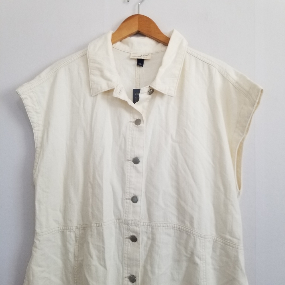 Sleeveless Button-Front Mini Dress - Cream - Picture 2 of 9